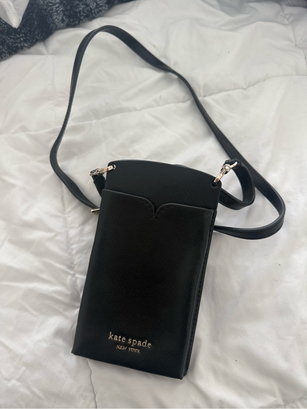 kate spade Black Leather Crossbody Phone Pouch